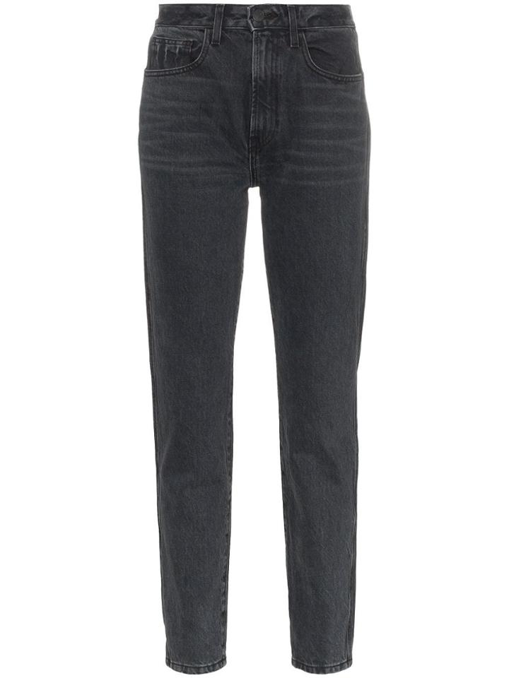 Jordache Vintage Style High Waist Straight Jeans - Grey
