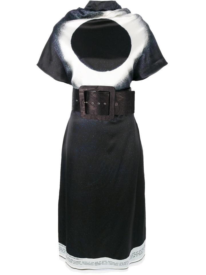 Maison Margiela Belted Graphic Print Dress - Black