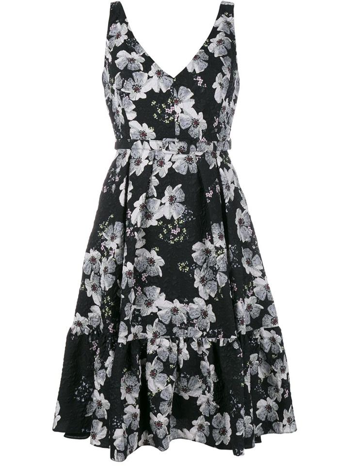 Erdem Embossed Flared Dress, Women's, Size: 4, Black, Polyester/polyamide/silk