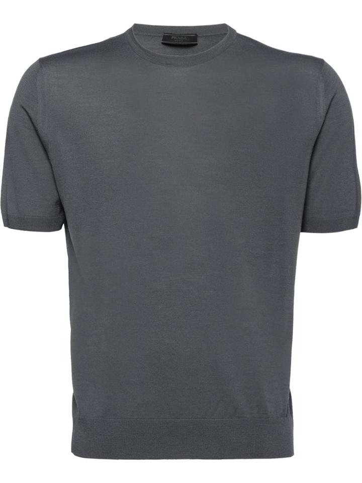 Prada Worsted Wool Crew-neck Sweater - Grey