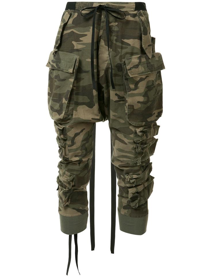 Unravel Project Camouflage Tapered Trousers, Men's, Size: Small, Green, Cotton/spandex/elastane