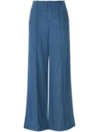 Vince Wide Leg Trousers, Women's, Size: 0, Blue, Lyocell