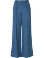 Vince Wide Leg Trousers, Women's, Size: 0, Blue, Lyocell