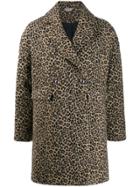 Liu Jo Double Breasted Leopard Print Coat - Brown