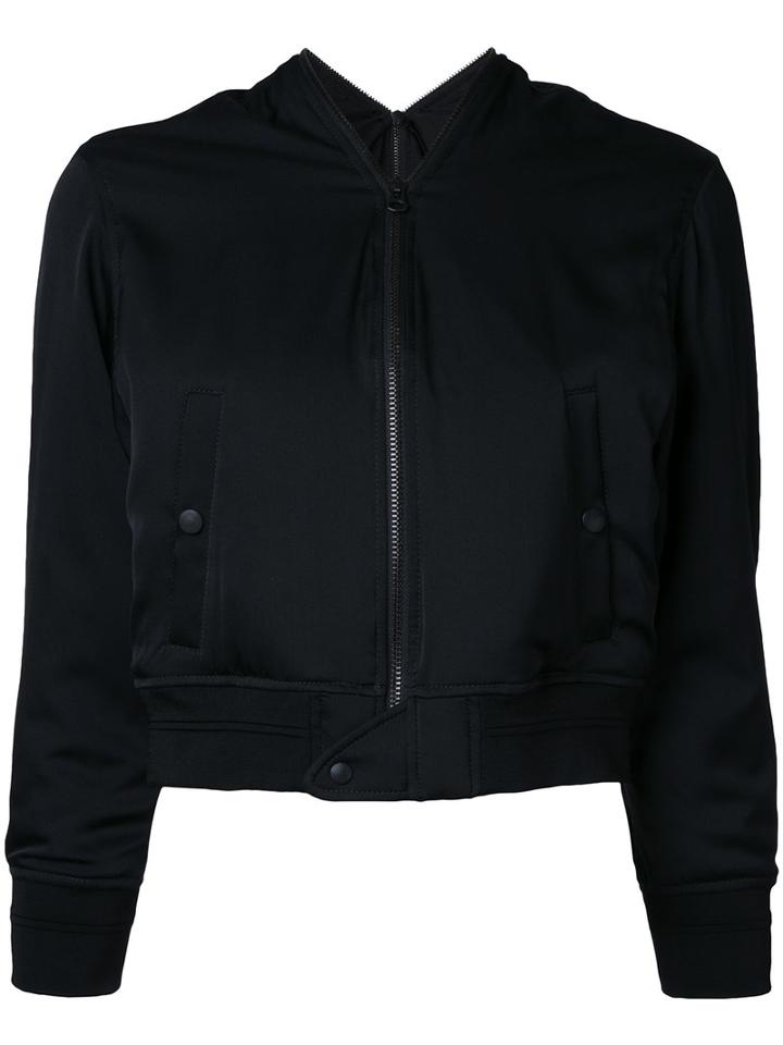 Rito Cropped Bomber Jacket, Women's, Size: 38, Black, Silk/polyurethane