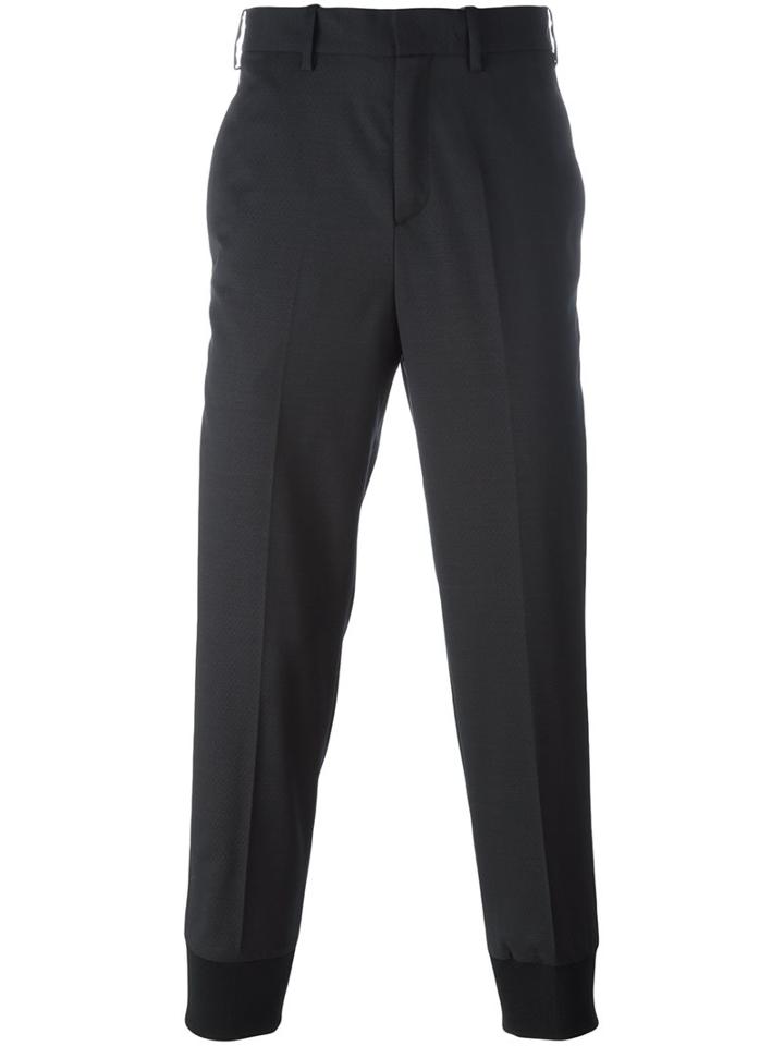 Neil Barrett Tapered Tailored Trousers, Men's, Size: 48, Black, Cotton/polyester/spandex/elastane/virgin Wool