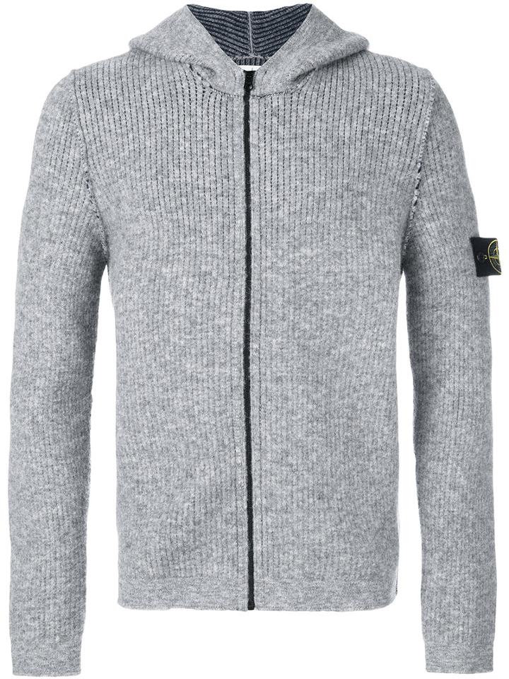 Stone Island - Zip Up Hooded Cardigan - Men - Acrylic/elastodiene/polyamide/alpaca - Xxxl, Grey, Acrylic/elastodiene/polyamide/alpaca