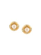 Chanel Vintage Pearl Clip-on Stud Earrings - Yellow & Orange