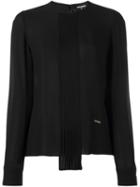 Dsquared2 Draped Long Sleeved Blouse, Women's, Size: 38, Black, Silk