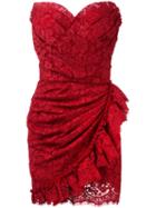 Dolce & Gabbana Strapless Lace Dress, Women's, Size: 42, Red, Cotton/viscose/polyamide/cotton