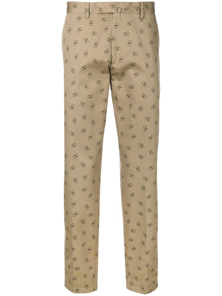 Valentino Logo Print Trousers - Neutrals