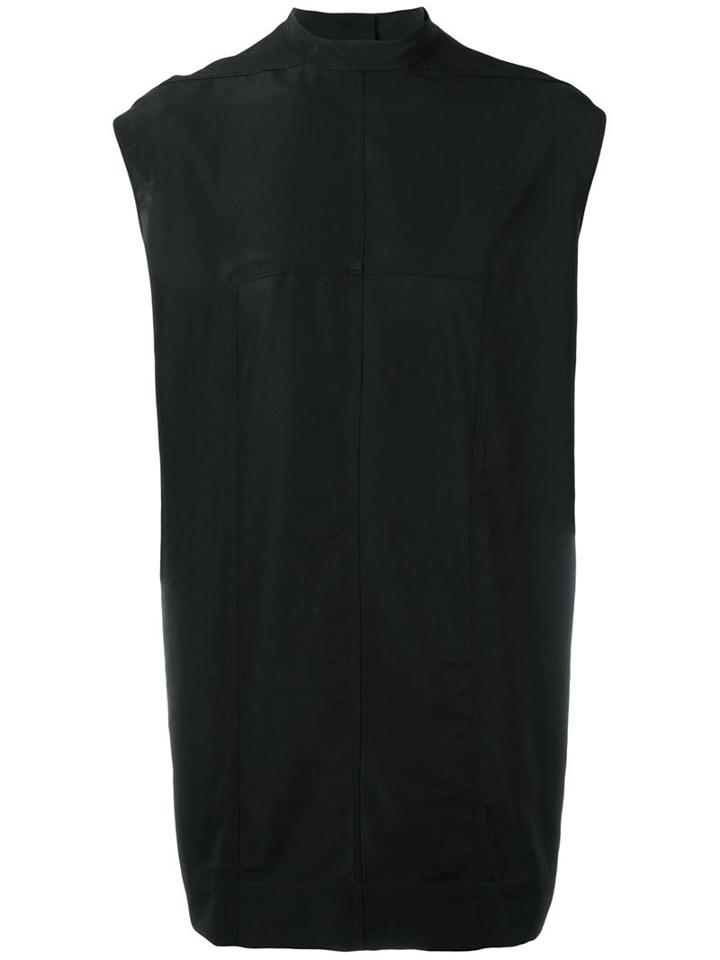 Rick Owens Band Collar Top, Men's, Size: 46, Black, Polyester/silk
