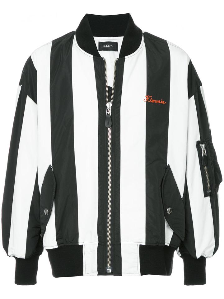 G.v.g.v. Embroidered Striped Bomber Jacket - Black