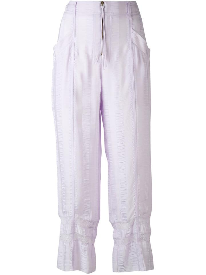 Philosophy Di Lorenzo Serafini - Cropped Striped Trousers - Women - Viscose - 40, Pink/purple, Viscose