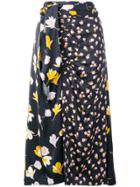 Self-portrait Floral Wrap Detail Skirt - Black