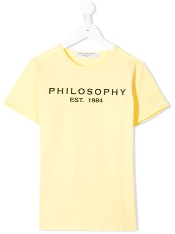 Philosophy Di Lorenzo Serafini Kids Printed Logo T-shirt - Yellow