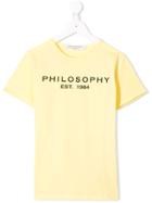 Philosophy Di Lorenzo Serafini Kids Printed Logo T-shirt - Yellow