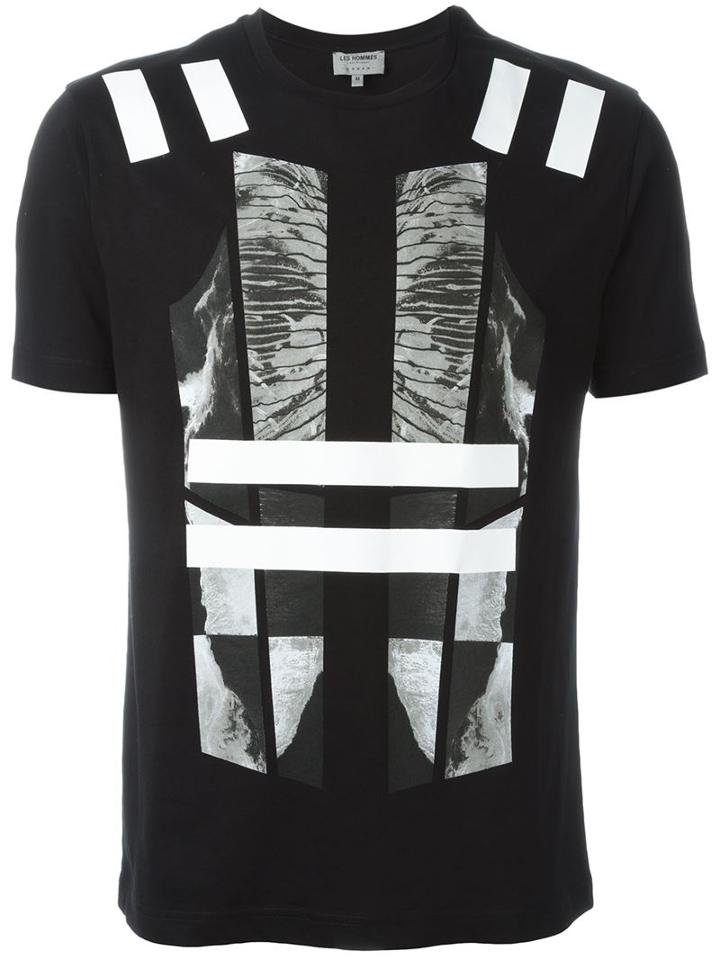 Les Hommes Urban Abstract Print T-shirt, Men's, Size: S, Black, Cotton