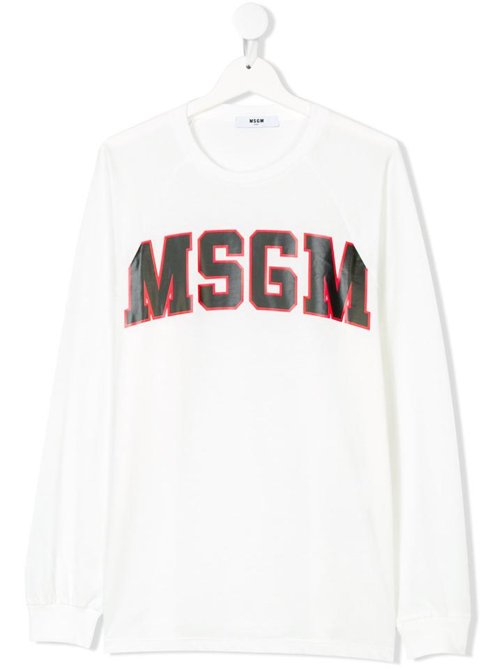 Msgm Kids Logo Tee - White