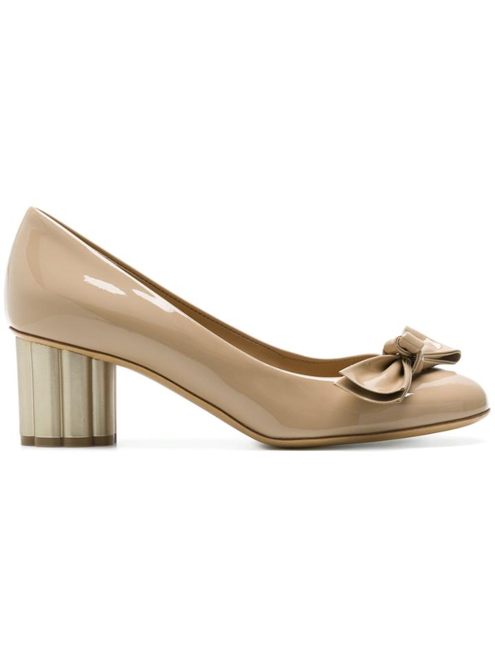 Salvatore Ferragamo Flower Heel Pumps - Nude & Neutrals