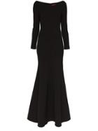 Solace London Perrine Long-sleeved Flared Maxi Dress - Black