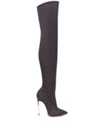 Casadei Thigh High Stiletto Boots - Grey