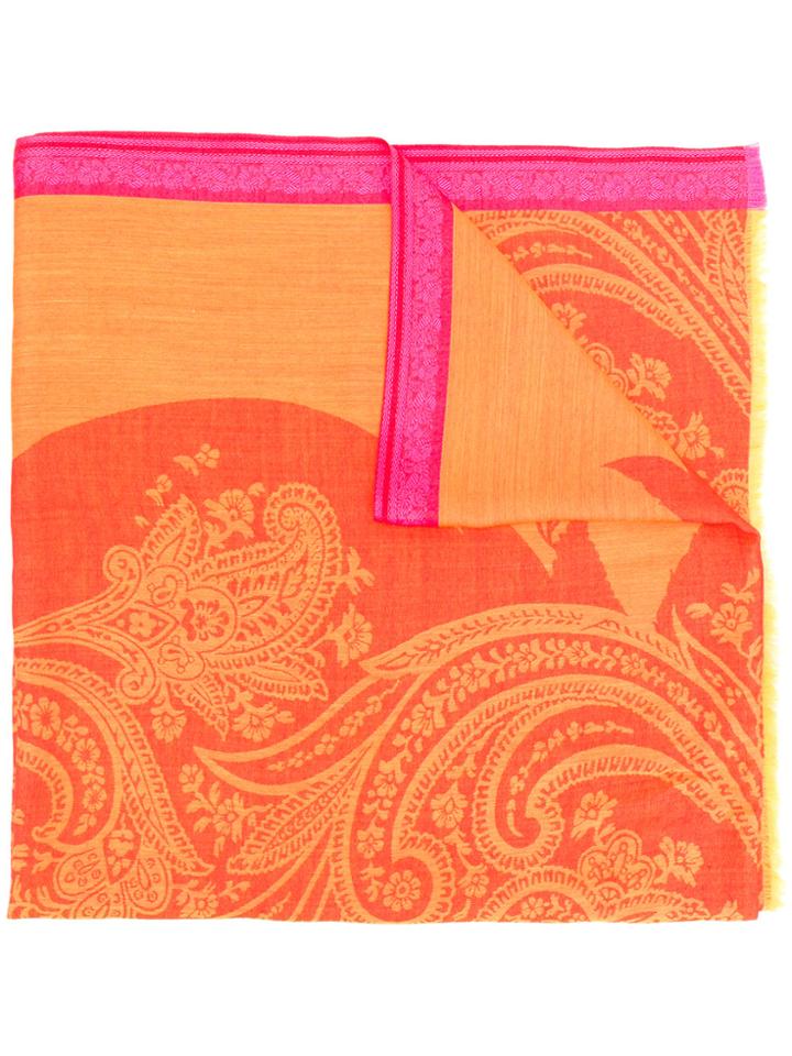 Etro Mixed Paisley Print Scarf - Yellow & Orange