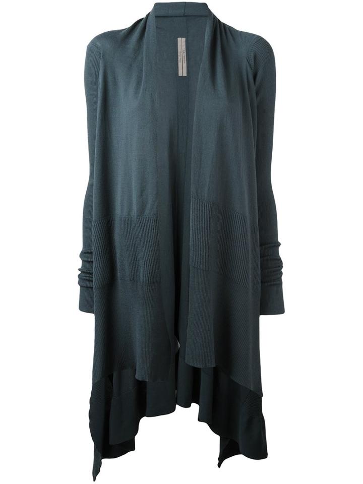Rick Owens Long Wrap Cardigan, Women's, Size: Large, Green, Virgin Wool