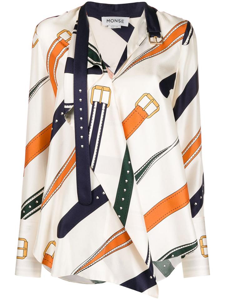 Monse Belt Print Blouse - Neutrals