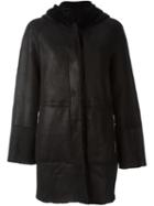 Drome Hooded Shearling Coat, Women's, Size: Medium, Black, Leather/rabbit Fur