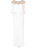 Marchesa - Beaded Detailing Gown - Women - Silk/spandex/elastane - 8, White, Silk/spandex/elastane