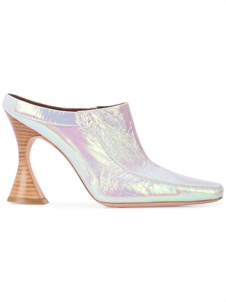 Sies Marjan Dena 100 Hologram Leather Mules - Metallic