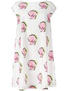 Boutique Moschino Shell Print Dress, Women's, Size: 46, White, Cotton/other Fibers
