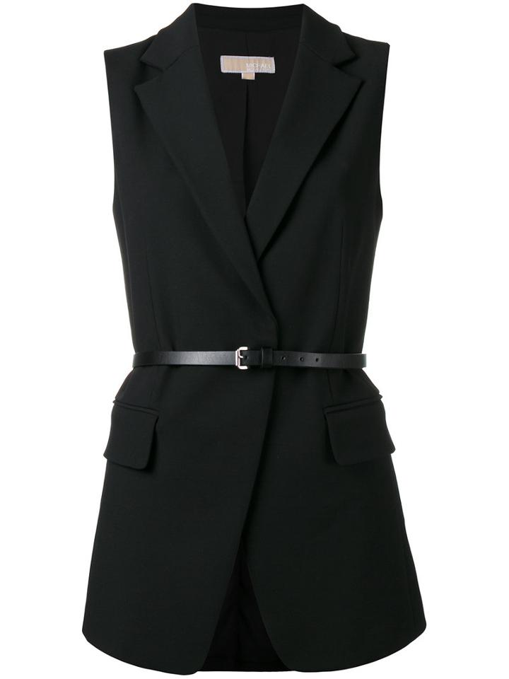 Michael Michael Kors - Belted Waistcoat - Women - Polyester/spandex/elastane/viscose - 8, Black, Polyester/spandex/elastane/viscose