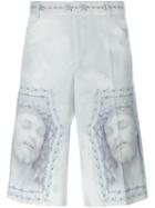 Givenchy Christ Print Shorts, Men's, Size: 52, Blue, Cotton