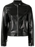 Red Valentino Zipped Leather Jacket, Women's, Size: 40, Black, Lamb Skin/cotton/viscose