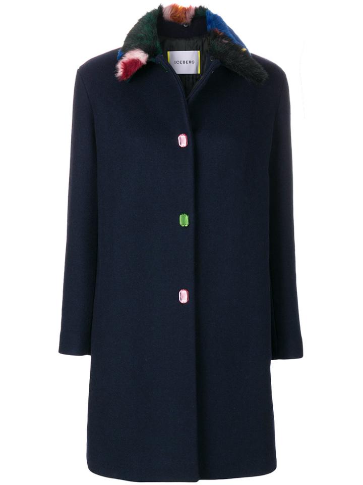 Iceberg Fur Trim Coat - Blue