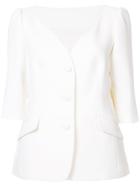 Co Gathered Shoulders Fitted Jacket - White