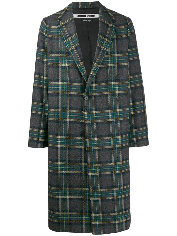 Mcq Alexander Mcqueen Checked Single Breasted Coat - Grey