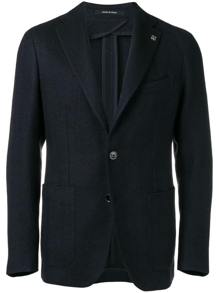 Tagliatore Chevron Single-breasted Blazer - Blue