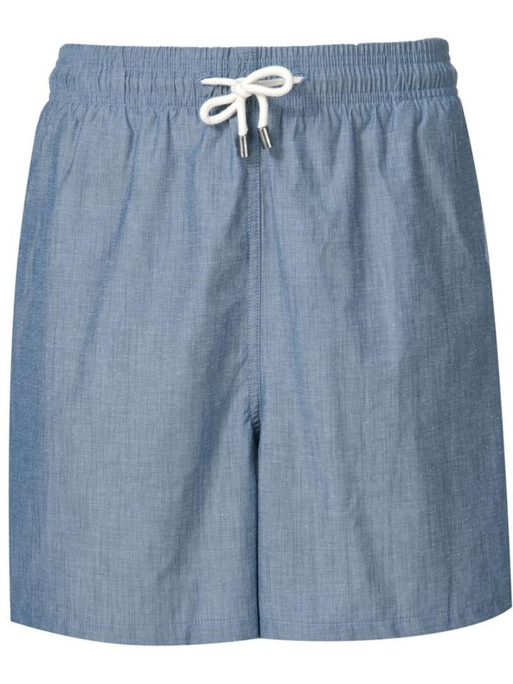 Solid & Striped Drawstring Swim Shorts, Men's, Size: Small, Blue, Polyimide/polyester/cotton
