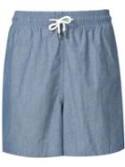 Solid & Striped Drawstring Swim Shorts, Men's, Size: Small, Blue, Polyimide/polyester/cotton