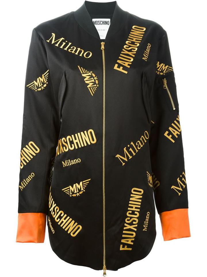 Moschino Embroidered Logo Long Bomber Jacket