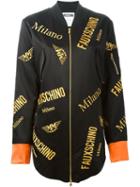 Moschino Embroidered Logo Long Bomber Jacket