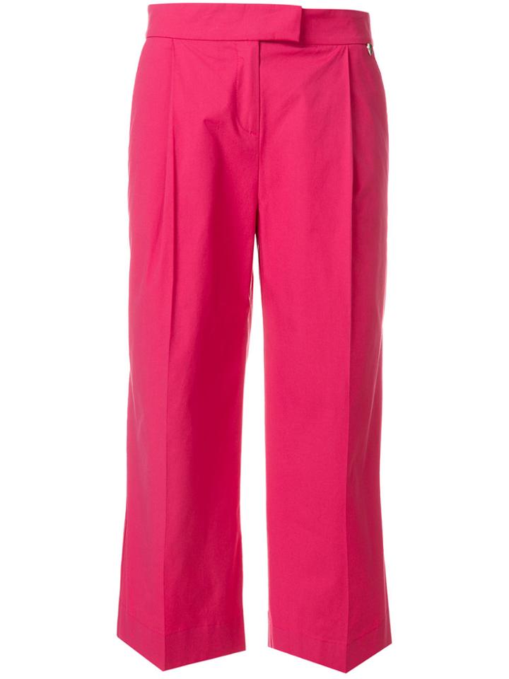 Twin-set Wide Leg Cropped Pants - Pink & Purple
