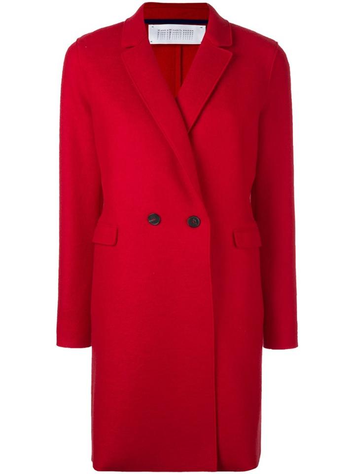 Harris Wharf London Double-breasted Mid Coat, Women's, Size: 42, Red, Virgin Wool