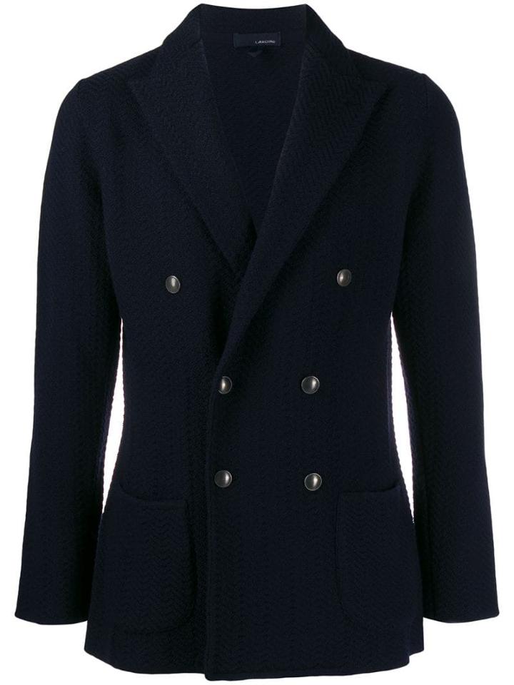 Lardini Double Breasted Knitted Blazer - Blue