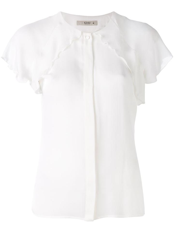Etro - Ruffled Trim Shirt - Women - Silk - 38, White, Silk