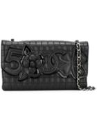 Chanel Vintage Camellia Appliqué Shoulder Bag, Women's, Black