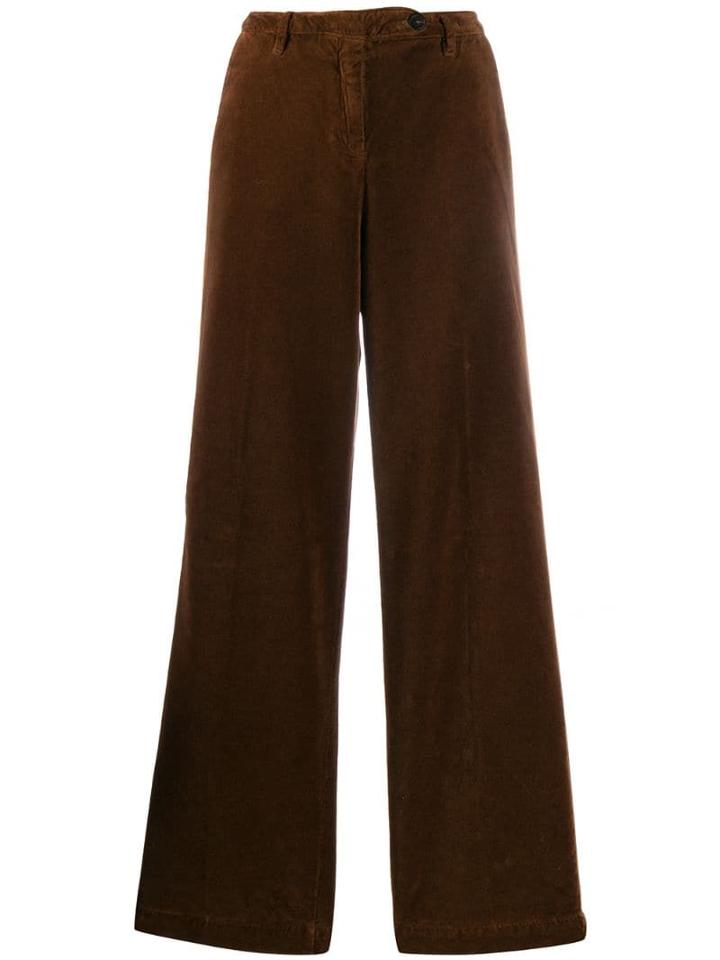 Massimo Alba Flared Plush Trousers - Brown
